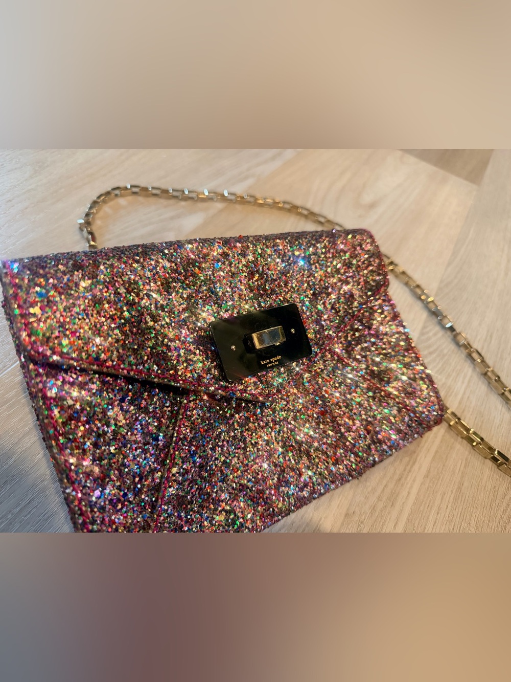 kate spade Multi-Color Glitter Chain Crossbody Clutch